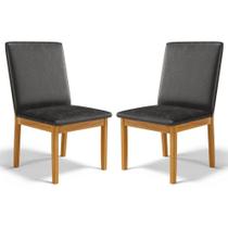 Kit Com 2 Cadeiras Daniela Madeira Maciça Estofada Para Mesa De Jantar material sintético Preto 503