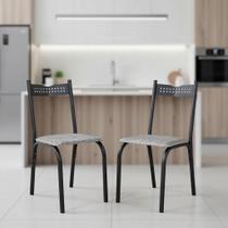 Kit com 2 Cadeiras De Jantar Aço Preto Manteiga Ana Repleta