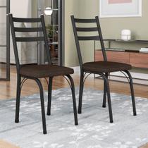 Kit Com 2 Cadeiras de Jantar Aço Tubular 141 SF Preto/Imbuia - Combo Stock