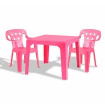 Kit com 2 Cadeiras e 01 Mesa de Plástico Infantil Mor, Rosa Kit com 2 Cadeiras e 01 Mesa de Plástico Infantil Mor, Rosa
