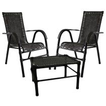 Kit com 2 Cadeiras e Mesa de Centro Bela Fibra Sintética Kit com 2 Cadeiras e Mesa de Centro Bela Fibra Sintética