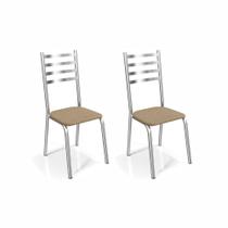 Kit com 2 Cadeiras Estofadas Alemanha Cromada 2C086CR Kappesberg Crome