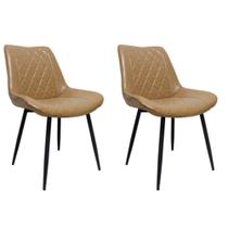 Kit com 2 Cadeiras Haifa Assento em MDF e Base em Aço Fratini