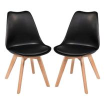 Kit Com 2 Cadeiras Leda Preta - Charles Eames Com Almofada
