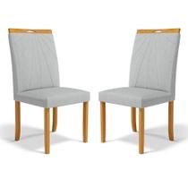 Kit Com 2 Cadeiras Maiara Madeira Maciça Estofadas Para Mesa De Jantar Linho Cinza 407 Kit Com 2 Cadeiras Maiara Madeira Maciça Estofadas Para Mesa De Jantar Linho Cinza 407