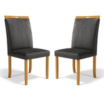 Kit Com 2 Cadeiras Maiara Madeira Maciça Estofadas Para Mesa De Jantar material sintético Preto 503