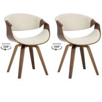 Kit com 2 Cadeiras Nicole Giratória para Sala de Jantar Bege/Creme Kit com 2 Cadeiras Nicole Giratória para Sala de Jantar Bege/Creme
