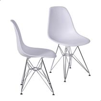Kit Com 2 Cadeiras Para Cozinha Mesa De Jantar Branca Base Cromada