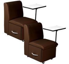 Kit Com 2 Cadeiras Para Manicure Cirandinha Marrom Factor