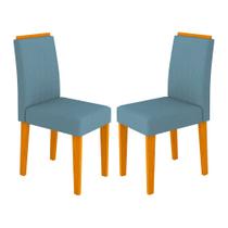 Kit Com 2 Cadeiras Para Sala De Jantar Ana Cor Ype Azul Claro Veludo WD26 New Ceval
