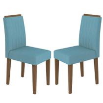 Kit Com 2 Cadeiras Para Sala De Jantar Ana Imbuia Azul claro WD26 New Ceval