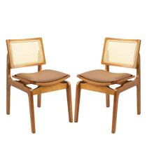 Kit Com 2 Cadeiras Para Sala De Jantar Cadeira Em Madeira Maciça Eucalipto Couro Caramelo Telinha Kit Com 2 Cadeiras Para Sala De Jantar Cadeira Em Madeira Maciça Eucalipto Couro Caramelo Telinha