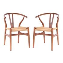Kit com 2 Cadeiras para Sala de Jantar Madeira Maciça Wishbone Marrom/Escura Kit com 2 Cadeiras para Sala de Jantar Madeira Maciça Wishbone Marrom/Escura