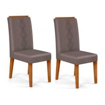 Kit com 2 Cadeiras para Sala de Jantar Yasmin Freijó/Veludo Lunar - DJ Móveis Kit com 2 Cadeiras para Sala de Jantar Yasmin Freijó/Veludo Lunar - DJ Móveis