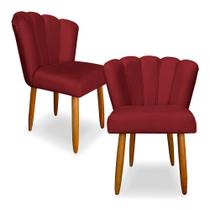 Kit com 2 Cadeiras Pétalas Suede Vermelho - Biselos Decor