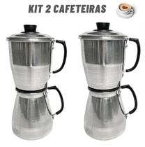 Kit Com 2 Cafeteiras Vermelha ou Preta Craqueada Em Alumínio Econômica Italiana 1,4L - JL Comercio