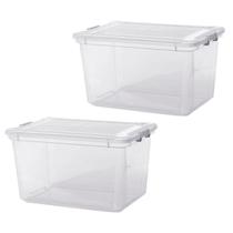 Kit com 2 Caixa Organizadora C/Tampa Multiuso Plástico 50Litros