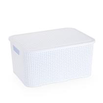 Kit com 2 Caixa Organizadora Rattan Cesto Organizador 3,5 L Branco Monte Líbano