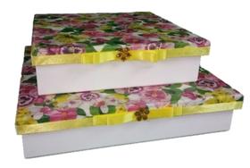 Kit Com 2 Caixas 25x25x20x20x6cm Tampa Solta Porta Joias - Studiomazzoart Kit Com 2 Caixas 25x25x20x20x6cm Tampa Solta Porta Joias - Studiomazzoart