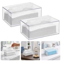 Kit Com 2 Caixas Acrílica Interfolhados Porta Papel De Mão Guardanapo Transparente