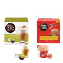 Kit Com 2 Caixas Capsulas Café Dolce Gusto Nescau e Capuccino 10 Unidades