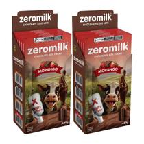 Kit Com 2 Caixas Chocolate Zeromilk Morango 70g Tudo Zero Leite