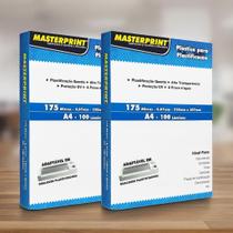 Kit com 2 Caixas de Plástico Plastificação A4 Masterprint 175 Micras 0,07mm 220x307mm 100 Folhas