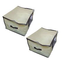 Kit com 2 Caixas Organizadora Multiuso Dobrável com Visor plástico Transparente em Tnt