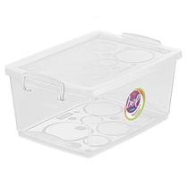 Kit com 2 caixas organizadoras de plástico cristal com trava 7,5l para organizar seus objetos/utensílios domésticos/maquiagens.