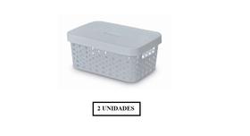 Kit com 2 Caixas Organizadoras Multiuso c/ Tampa 4,5L Branco