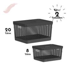 Kit Com 2 Caixas Organizadoras Ou Grid 8 L E 20 L Com Tampa