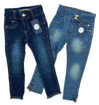 kit com 2 calça jeans infantil meninas infantil com elastano 4 6 e 8 anos pronta entrega
