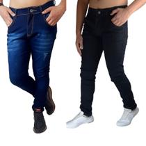 Kit Com 2 Calça jeans Masculina Elastano Skynni Slim