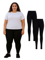 Kit Com 2 Calça Legging Feminina Plus Size Preta