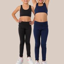 Kit com 2 calça leggings infantil JinkingStore para meninas lisa básica