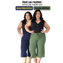 Kit Com 2 Calça Plus Size Pantacur Feminina Malha Viscolycra