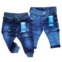 kit com 2 calças jeans bebe menino com elastano Tam P,M e G
