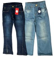 kit com 2 calças jeans infantil feminina juvenil meninas com lycra tam 10 12 14 e 16 anos