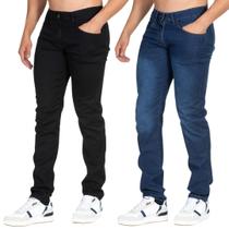 kit com 2 calças jeans masculina com elastano skynni premium