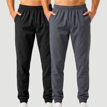 Kit com 2 Calças Jogger Masculinas em Tactel Leve para Academia Treinos e Uso Diário