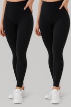 Kit Com 2 Calças Leggings D Bell Outlet Fashion Com Forro Especial Preta