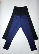 Kit com 2 Calças Leggings Preta e Azul Peluciada Quentinha Inverno