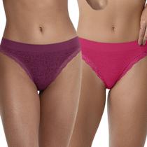 kit com 2 calcinha Zee Rucci Biquini com renda Sem Costura cor:Bordô-Rosatamanho:G kit com 2 calcinha Zee Rucci Biquini com renda Sem Costura cor:Bordô-Rosatamanho:G