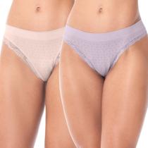 kit com 2 calcinha Zee Rucci Biquini com renda Sem Costura cor:Salmão-Lilástamanho:P kit com 2 calcinha Zee Rucci Biquini com renda Sem Costura cor:Salmão-Lilástamanho:P