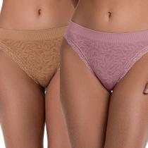 Kit com 2 Calcinhas Biquíni com Renda sem Costura Amêndoa e Rosa Lilás Kit com 2 Calcinhas Biquíni com Renda sem Costura Amêndoa e Rosa Lilás
