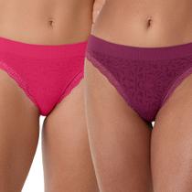 Kit com 2 Calcinhas Biquíni com Renda sem Costura Marsala e Pitaya