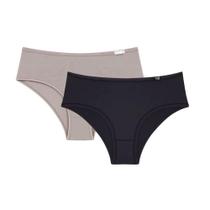 Kit com 2 Calcinhas Biquíni Nude/Preto Sloggi 24547 Microfibra