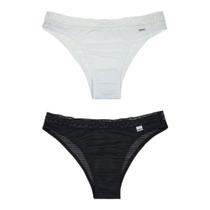 Kit com 2 Calcinhas DelRio Tanga em Devoré com Renda