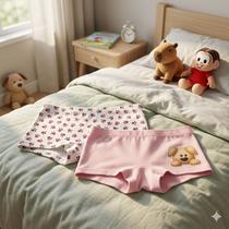 Kit com 2 Calcinhas Femininas Infantil Shortinho Box Boxer Criança Kit com 2 Calcinhas Femininas Infantil Shortinho Box Boxer Criança