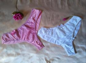 Kit Com 2 Calcinhas Fio Duplo Lycra Branca e Rosa
